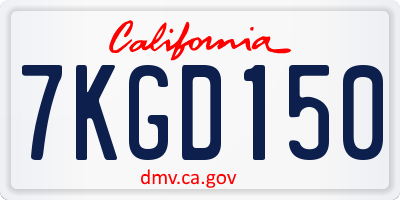 CA license plate 7KGD150