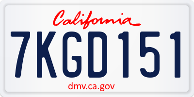 CA license plate 7KGD151