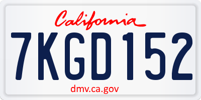 CA license plate 7KGD152