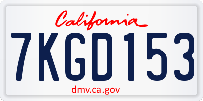 CA license plate 7KGD153
