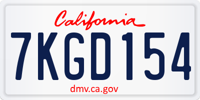 CA license plate 7KGD154