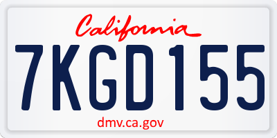CA license plate 7KGD155