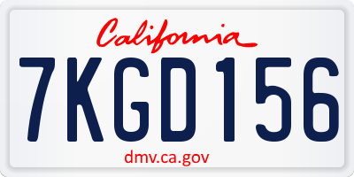 CA license plate 7KGD156