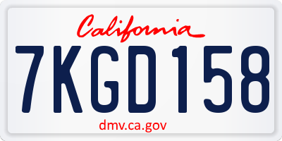 CA license plate 7KGD158