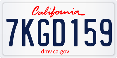 CA license plate 7KGD159