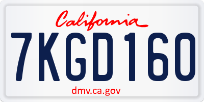 CA license plate 7KGD160