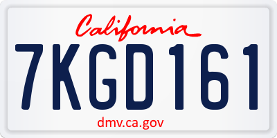 CA license plate 7KGD161