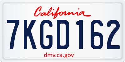 CA license plate 7KGD162
