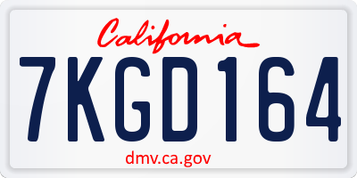CA license plate 7KGD164