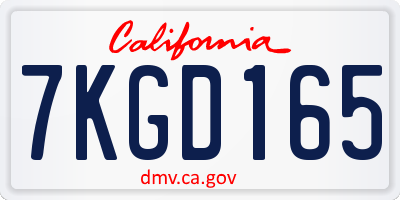 CA license plate 7KGD165