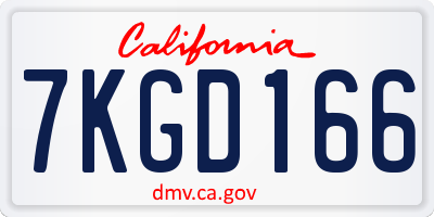 CA license plate 7KGD166