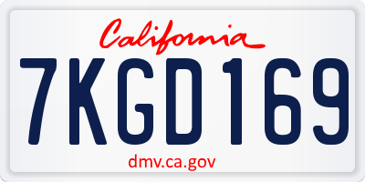 CA license plate 7KGD169