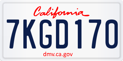 CA license plate 7KGD170