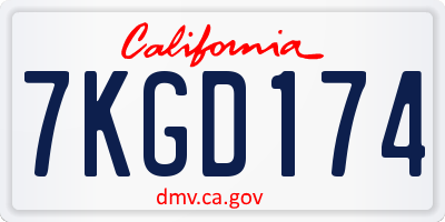 CA license plate 7KGD174