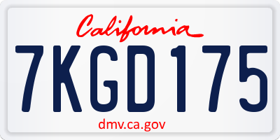 CA license plate 7KGD175
