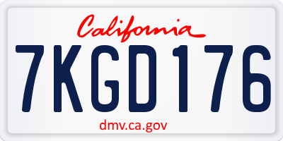 CA license plate 7KGD176