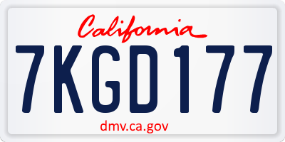 CA license plate 7KGD177