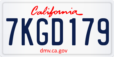 CA license plate 7KGD179