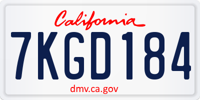 CA license plate 7KGD184
