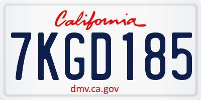 CA license plate 7KGD185