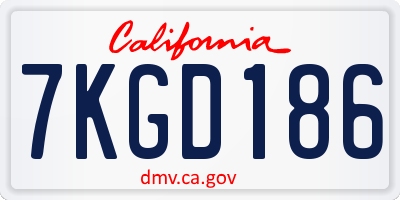 CA license plate 7KGD186