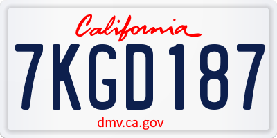 CA license plate 7KGD187