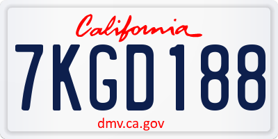 CA license plate 7KGD188