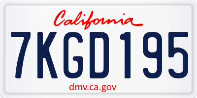 CA license plate 7KGD195