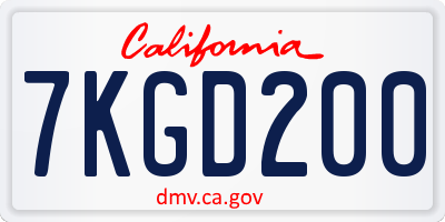 CA license plate 7KGD200