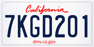 CA license plate 7KGD201