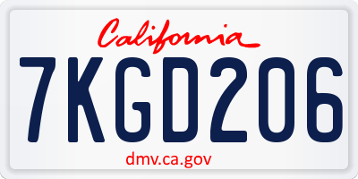 CA license plate 7KGD206