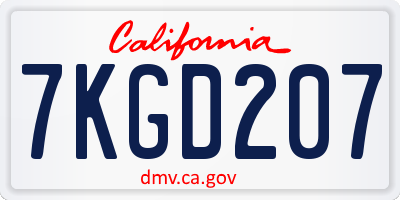 CA license plate 7KGD207