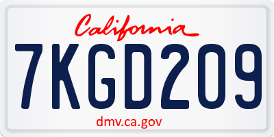 CA license plate 7KGD209