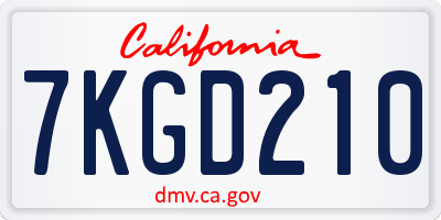 CA license plate 7KGD210