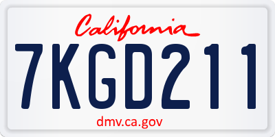 CA license plate 7KGD211
