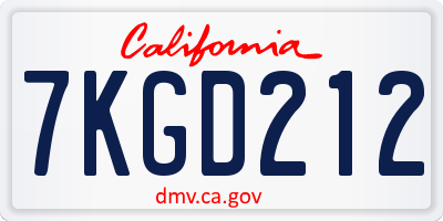 CA license plate 7KGD212