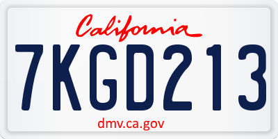 CA license plate 7KGD213