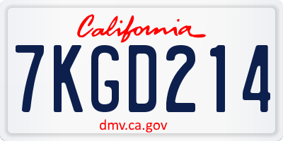 CA license plate 7KGD214
