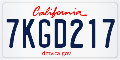 CA license plate 7KGD217