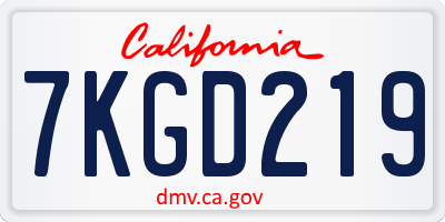 CA license plate 7KGD219
