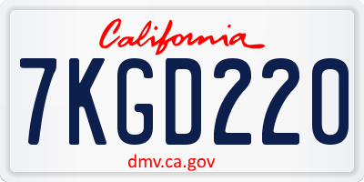 CA license plate 7KGD220