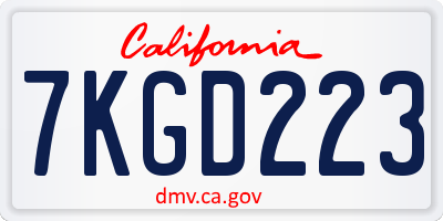 CA license plate 7KGD223