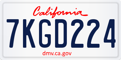 CA license plate 7KGD224