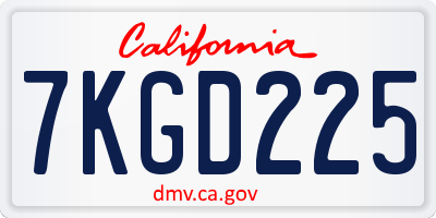 CA license plate 7KGD225