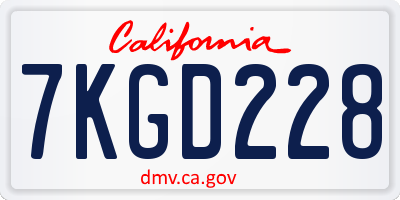CA license plate 7KGD228