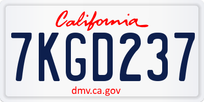 CA license plate 7KGD237