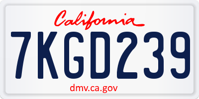 CA license plate 7KGD239
