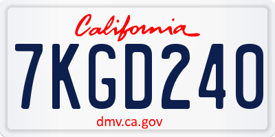 CA license plate 7KGD240