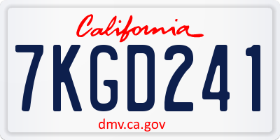 CA license plate 7KGD241