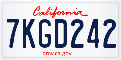 CA license plate 7KGD242